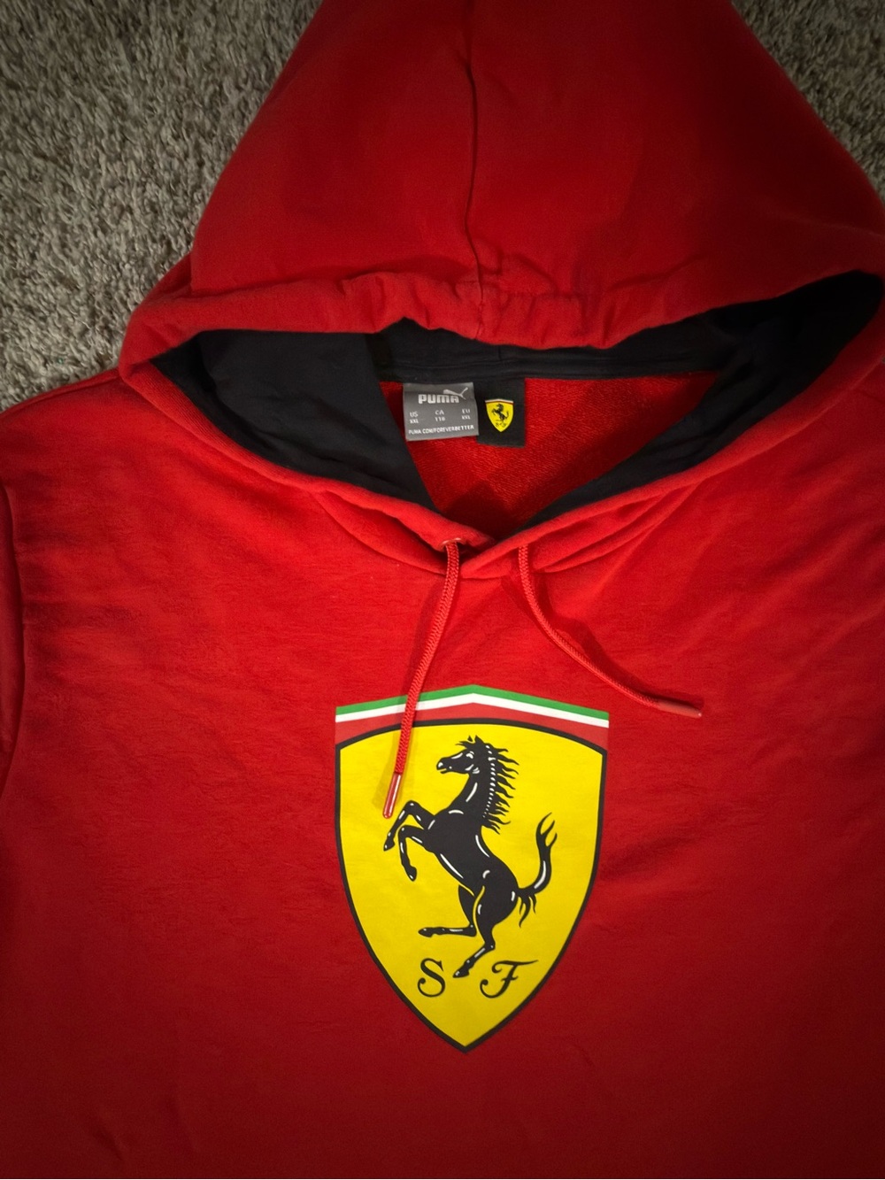 Men’s Puma x Scuderia Ferrari Big Shield Hoodie Red/Black Size XXL - Picture 2 of 7